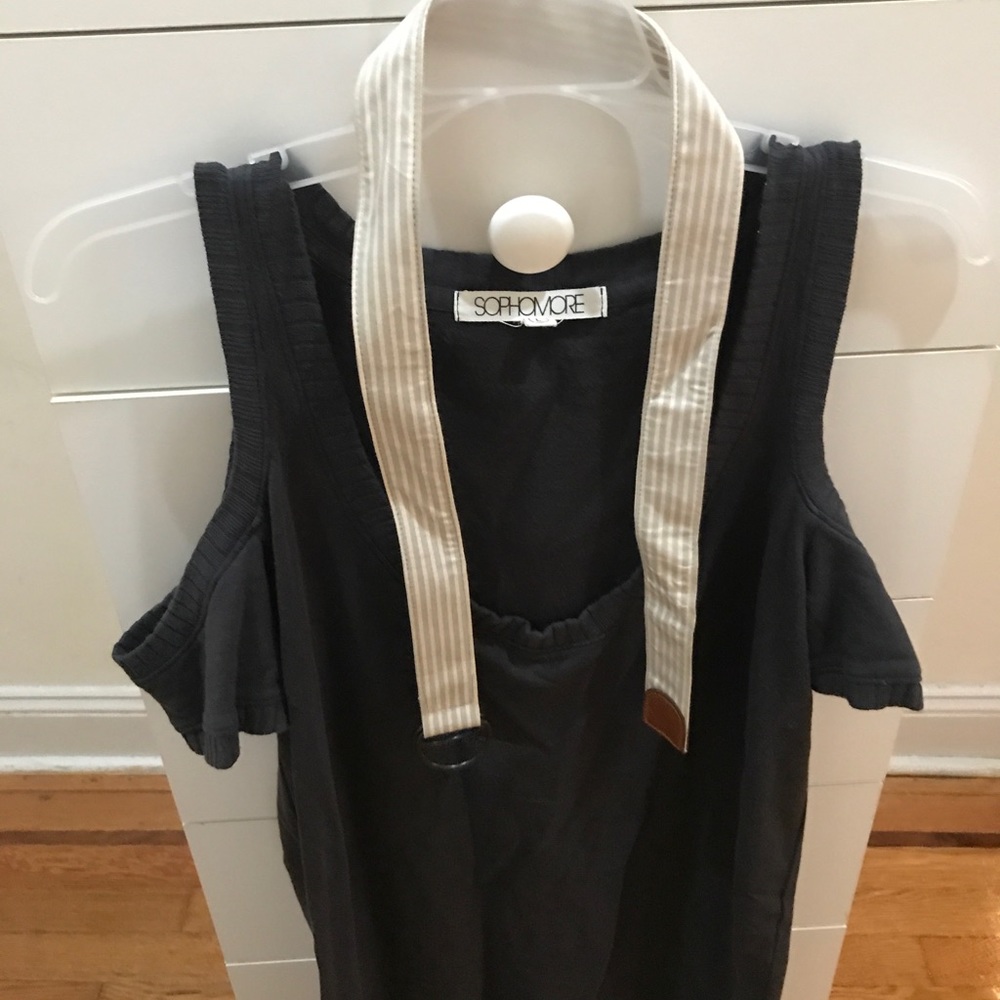 Sophomore Dress with Cut Out Shoulders and Belt
